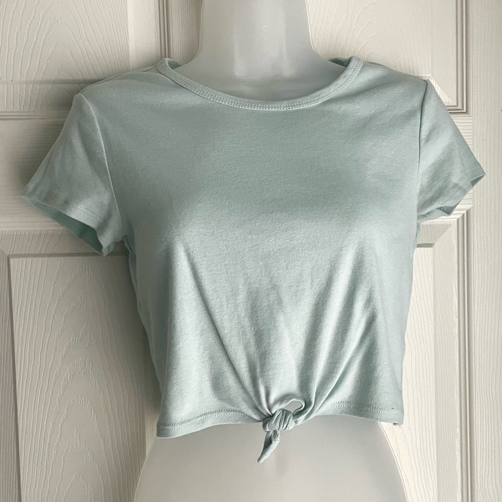 flirtitude Cropped Athletic T-Shirt Blue